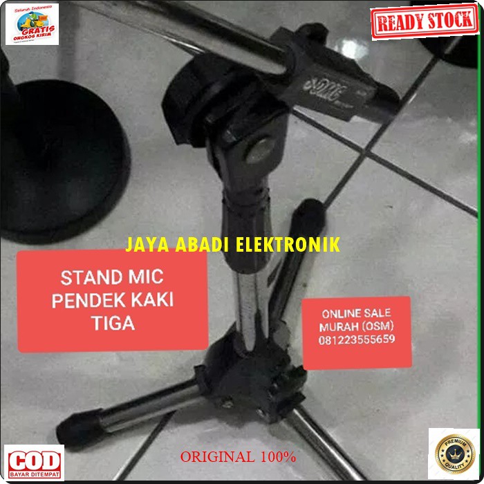 G112 ORIGINAL stand mic kaki tiga pendek holder standing microphone mik penyangga mikrophone tiang pegangan tripod asli gantungan hanger dudukan portable  Bisa segala MIC  Stand Mic Meja portable  tinggi 35-80 cm melayani GROSIR DAN ECERAN ke seluruh indo