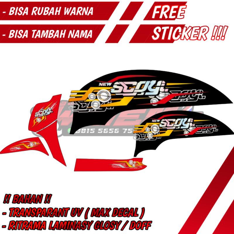 Striping Transparan Scoopy New Merah Hitam