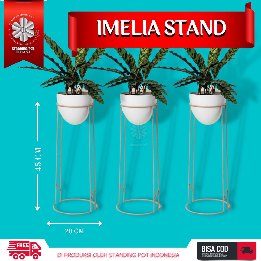 Standing Pot Besi Minimalis Stand Plant Flower Rak Tempat Pot Vas Bunga Besi Minimalis Murah Dekoras