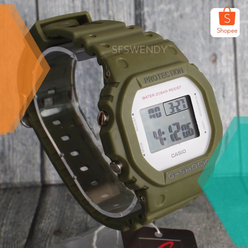 Grosir G Shock DW-5600 SUPER PREMIUM Tali Hijau Green Army Jam tangan pria & anak anak digital