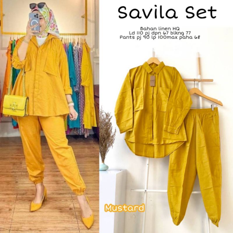 savila set linen wanita