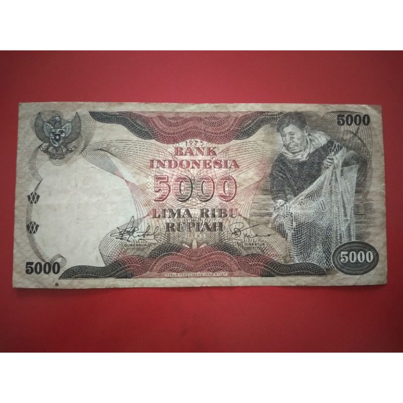 Uang Kertas Kuno 5000 rupiah seri NELAYAN