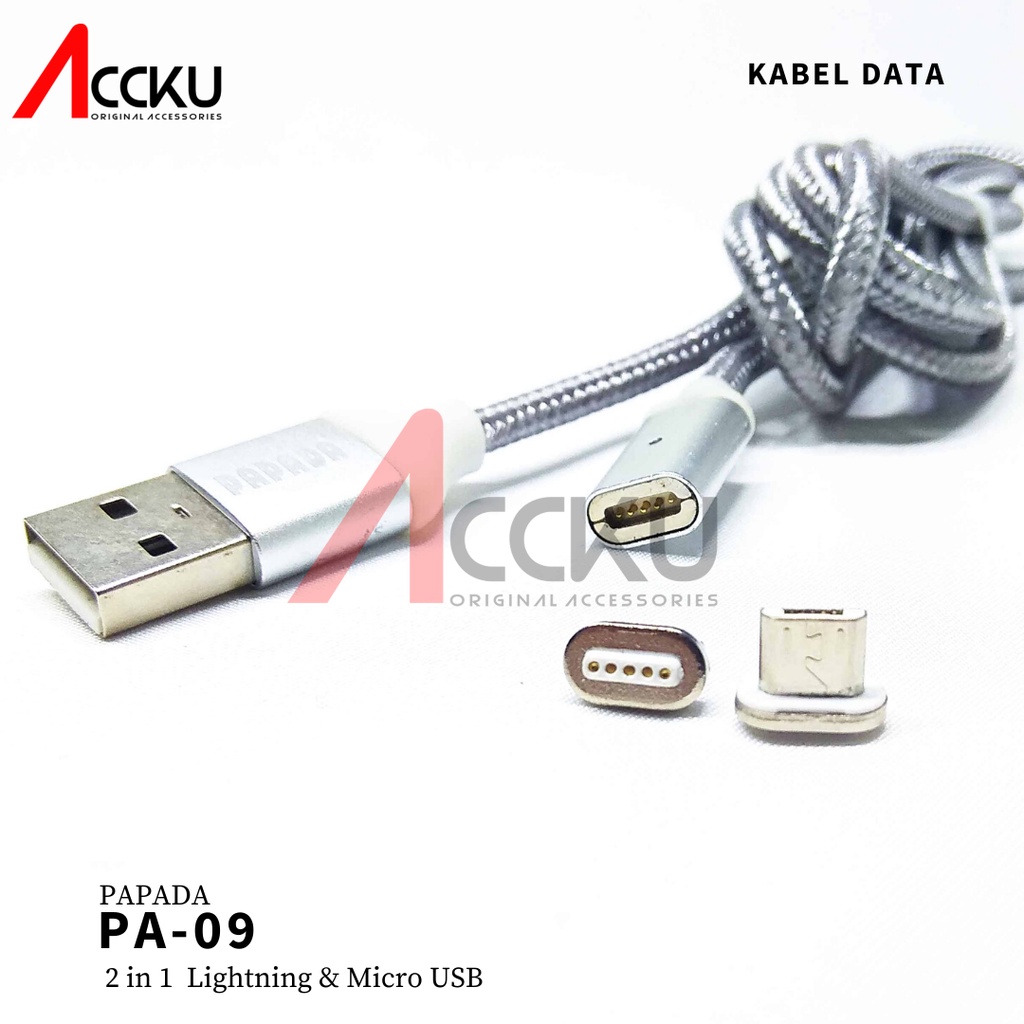 Kabel data Magnetic 2in1 lightning &amp; Micro Usb kabel charger micro usb kabel lightning usb PAPADA PA-09