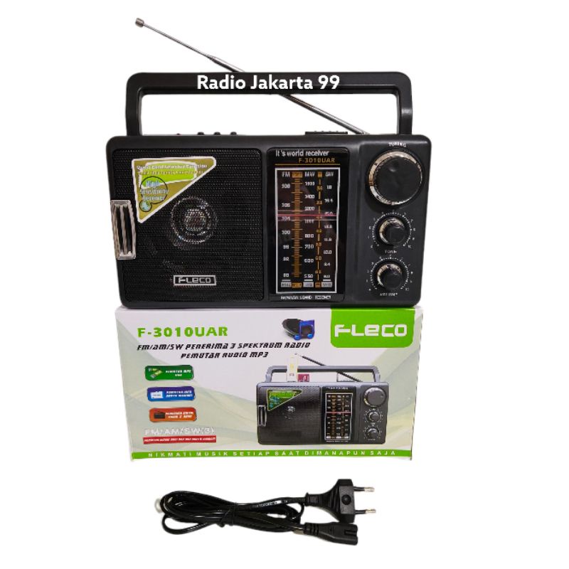 Radio FM AM SW Fleco F-3010UAR Portable USB Kartu Memory Mp3 Player