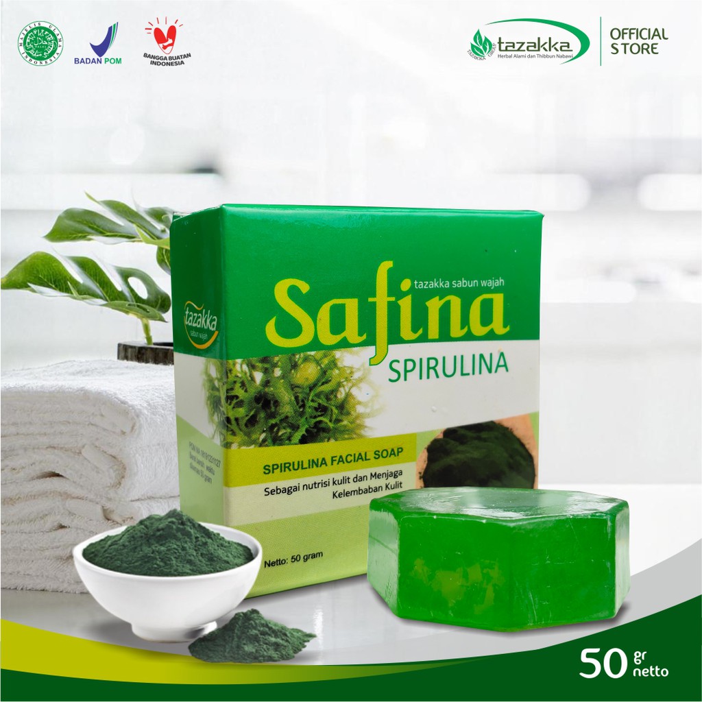 SABUN SPIRULINA SAFINA Herbal Tazakka Sabun Muka Pembersih Wajah ORIGINAL Halal BPOM.