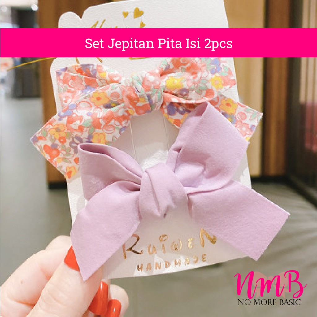 Jepitan Rambut Anak Perempuan Korea Jepit Pita Set Jepitan Pita Isi 2pcs Rambut Anak Motif Lucu