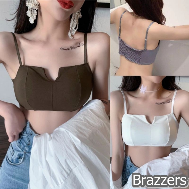 Bra Crop Top Kemben Bh Wanita Seamless Sexy Busa Katun Tanpa Kawat Tanpa Tali Kecil Kerut Karet Bali