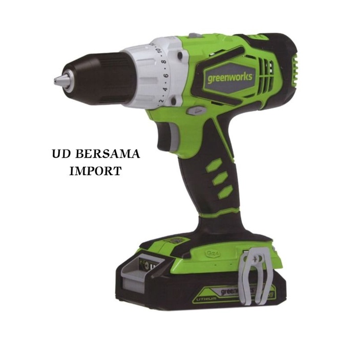 GREENWORKS Bor Listrik Nirkabel 24 V/Bor Cordless LI-ION 13MM