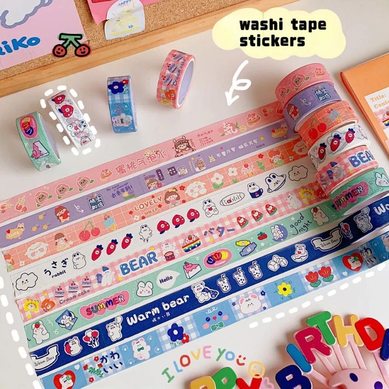 

[ELYSIAN STORE] Washi Tape Scrapbooking Sticker Rolls Washi Tape Colorfully Aesthetic