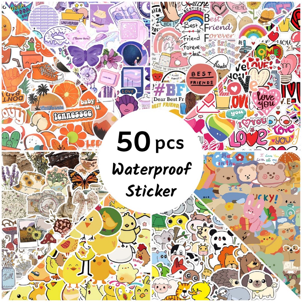 

50pcs Waterproof Sticker Dekorasi Koper Botol Tumblr Laptop DIY