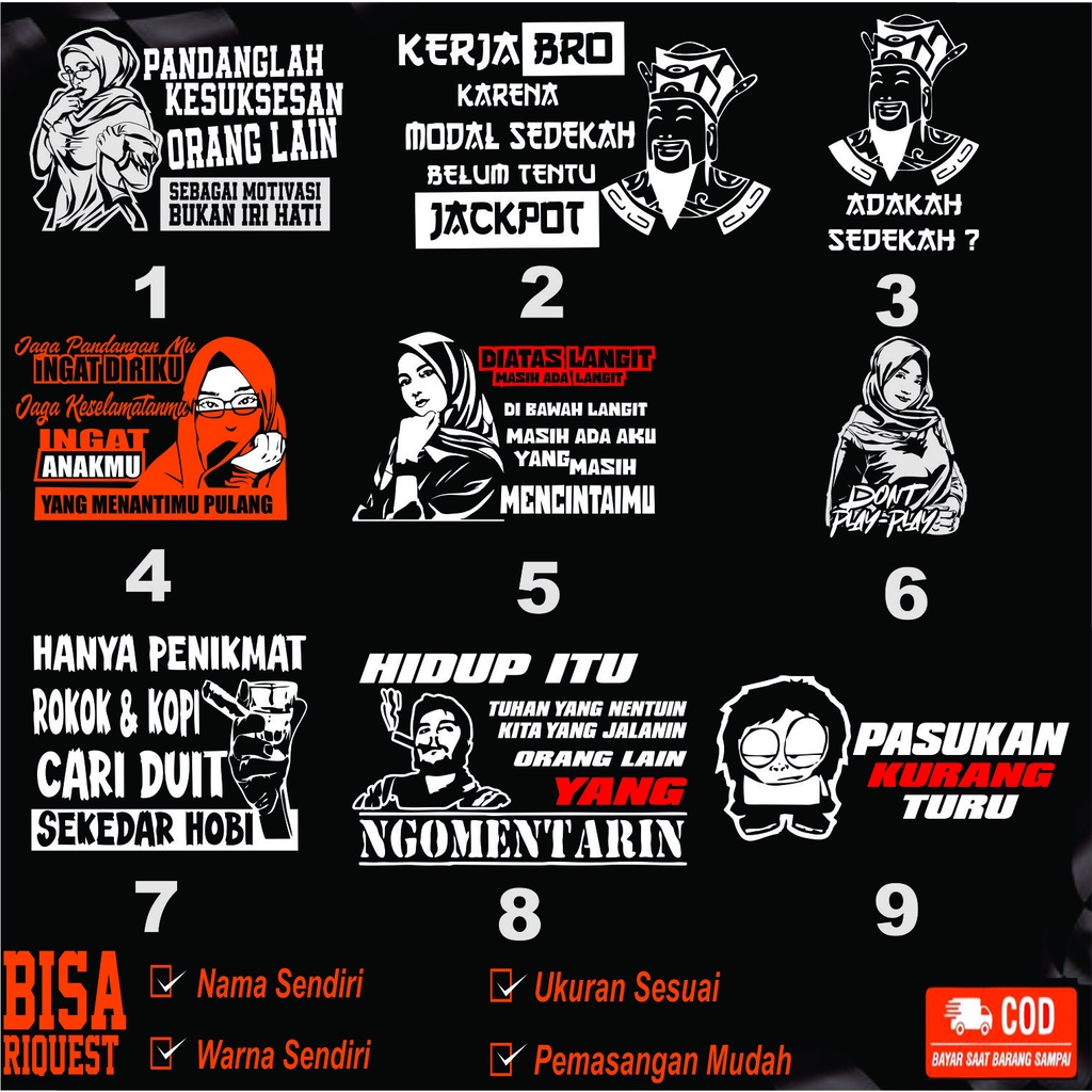 Cutting Sticker Stiker Truk/Mobil L300 Kakek Domino Higgs Kerja Bro Karena Modal Sedekah Belum Tentu