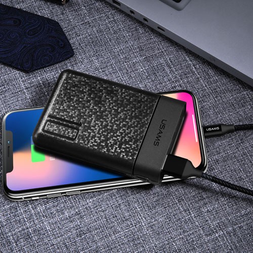 HANDPHONE & TABLET POWER BANK USAMS MOSAIC POWER BANK 2 PORT 2A 10000MAH - US-CD35 - BLACK