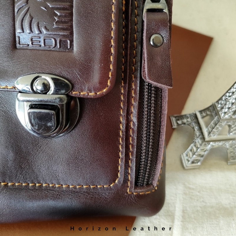 Tas Selempang Pria Tas Pinggang Kulit Asli Multifungsi