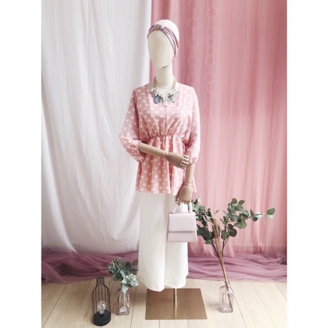 Atasan baby doll warna pink salem