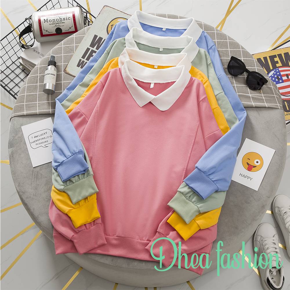 Sweater  Lutest Harijaku Korea Style | Sweater hoodie collared/kerah | Dhea Fashion