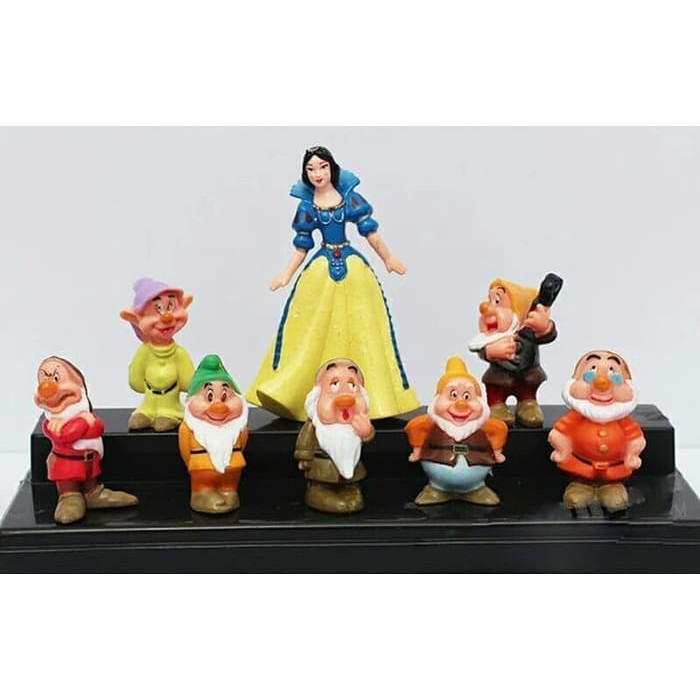 Figure Set Snow White &amp; 7 dwarfs Topper Kue Putri Salju dan 7 Kurcaci