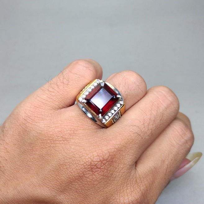 Batu Cincin Permata Natural Red garnet Srilangka Asli