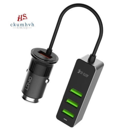 CAR CHARGER LDNIO C-61 ORIGINAL 2.4A FAST CHARGING 4 SLOT USB SUPPORT