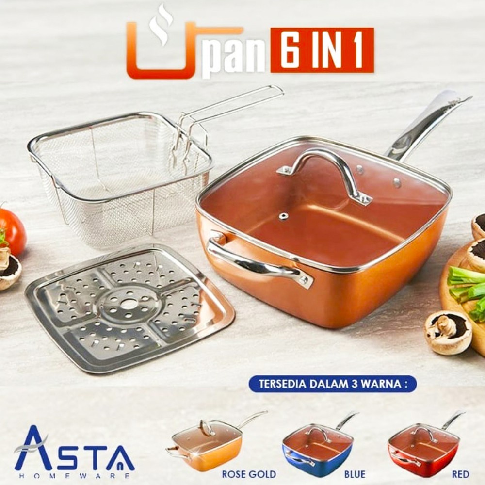 Panci serbaguna Asta U-pan 6 in 1 Anti lengket Warna