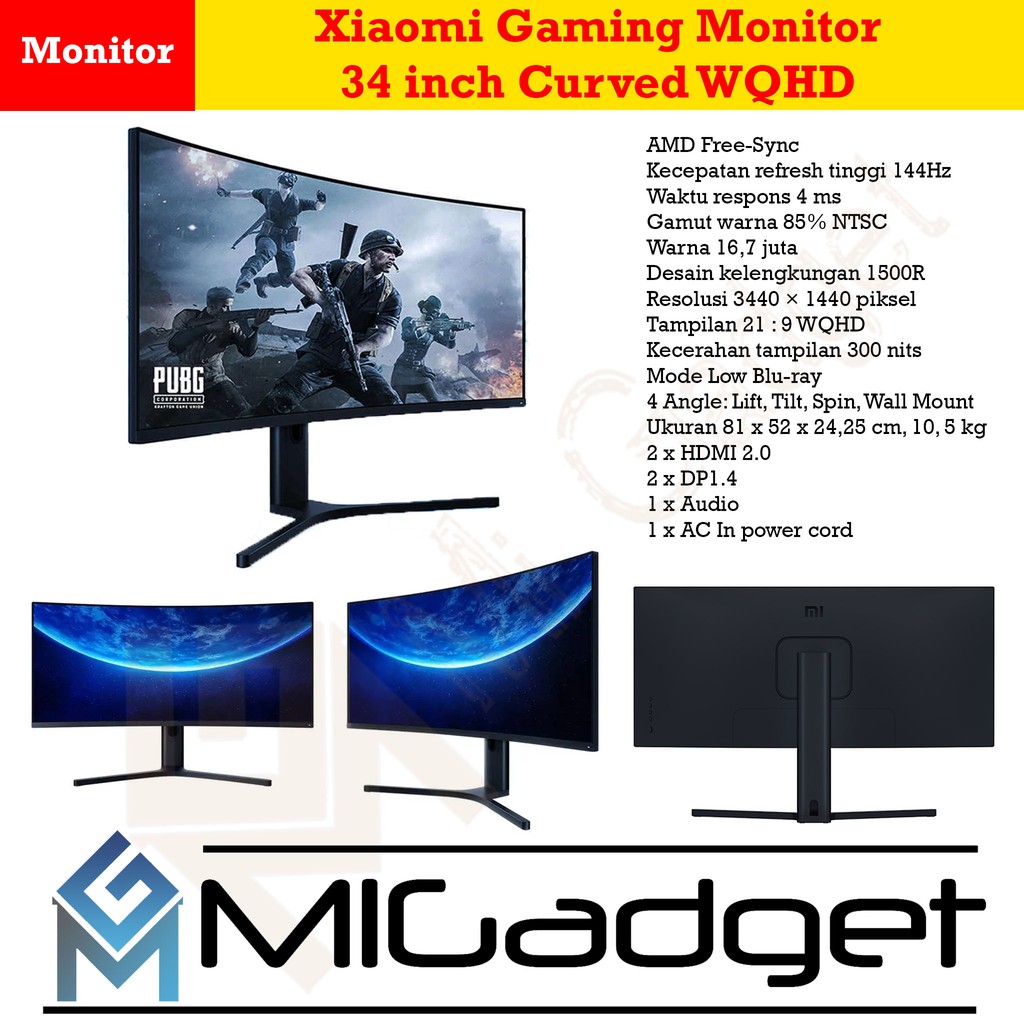 Xiaomi Monitor Gaming Curved 34 Inch WQHD