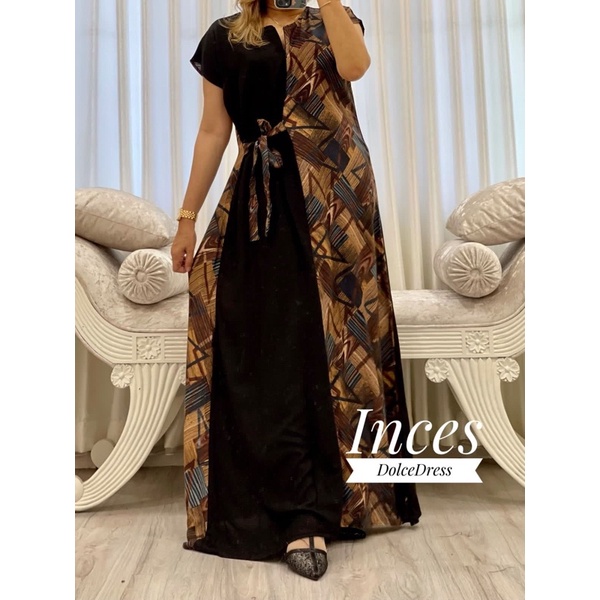 Daster Arab DOLCE INCES Original Label Dress Rayon Super-ATIFA: HITAM