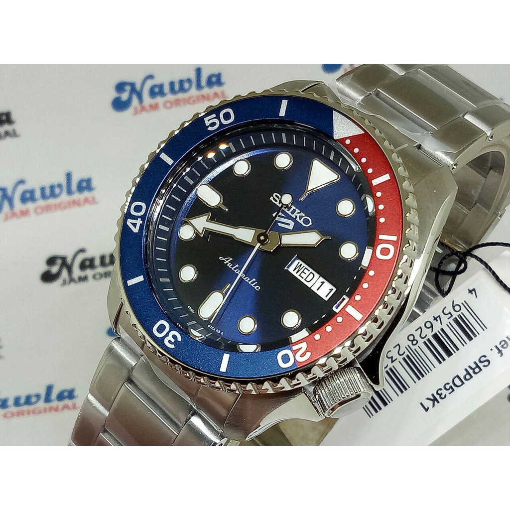 Seiko 5 Sports SRPD53K1 Automatic Pepsi - Jam Tangan Pria SRPD53