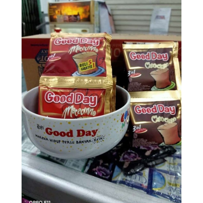 

2renteng good day mocacino+mangkok good day besar bisa milih kopi good day/gelas kapal api,ABC, fresco