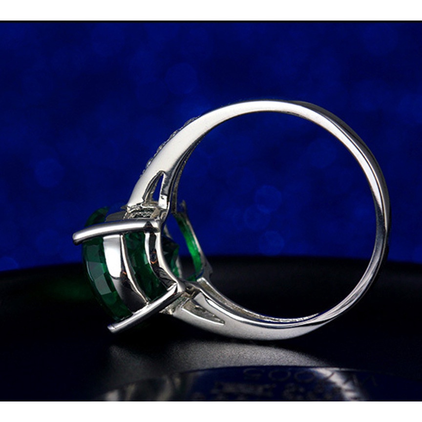 Cincin Sterling Silver 925 Dengan Batu Emerald Hijau Untuk Wanita Ccb80