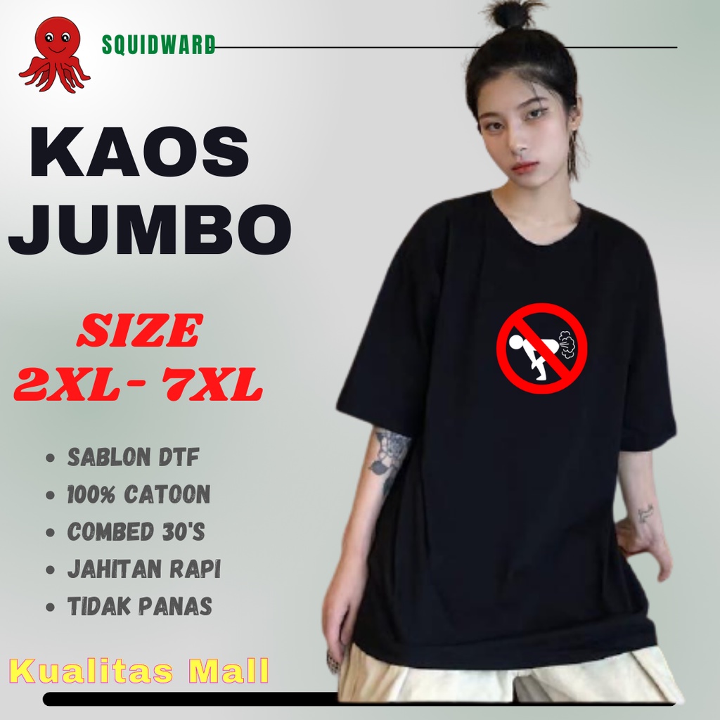 Kaos Oblong T-Shirt Pria Wanita Unisex Jumbo Pakaian Cowok Karung Jantan Bigsize Oversize Ukuran Bes