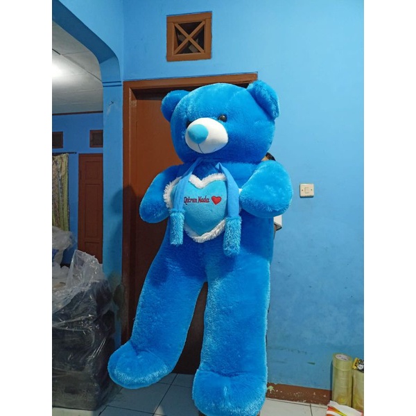Boneka Beruang Teddy Bear Super-Super Jumbo Warna Biru 1,6 meter 160cm Costum Ukir Nama