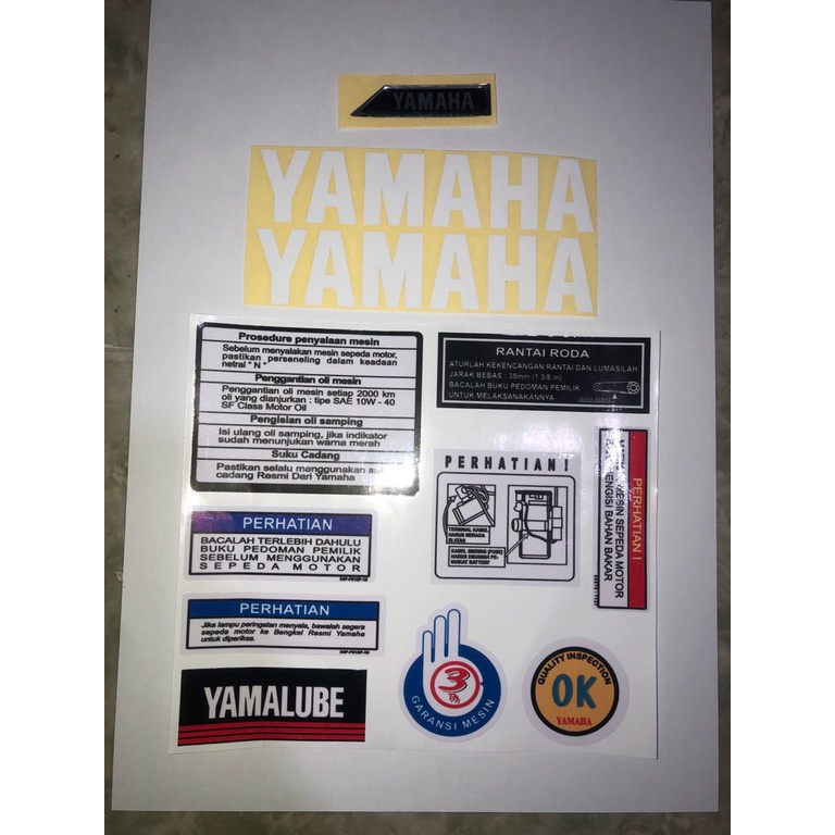 Stiker warning yamaha force 1 sticker prosedur f1zr