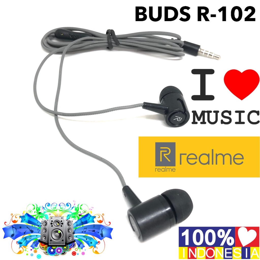 Grosir Headset Realme R-111 Bass Earphone HF Realme R111 Mic Handset Hansfree Realme R-111 Stereo Bass