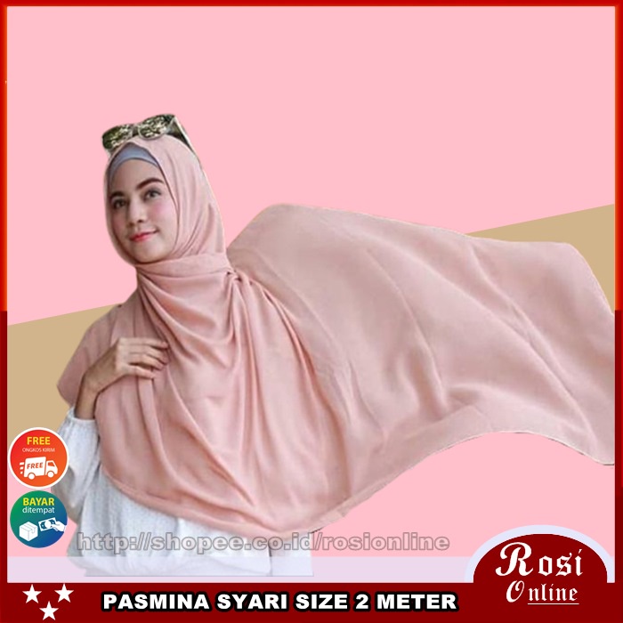 Jilbab Syari Pashmina Jumbo Wolfis Italiano 200x75 Ala Sabyan Malay Crepe Stretch Polos-4