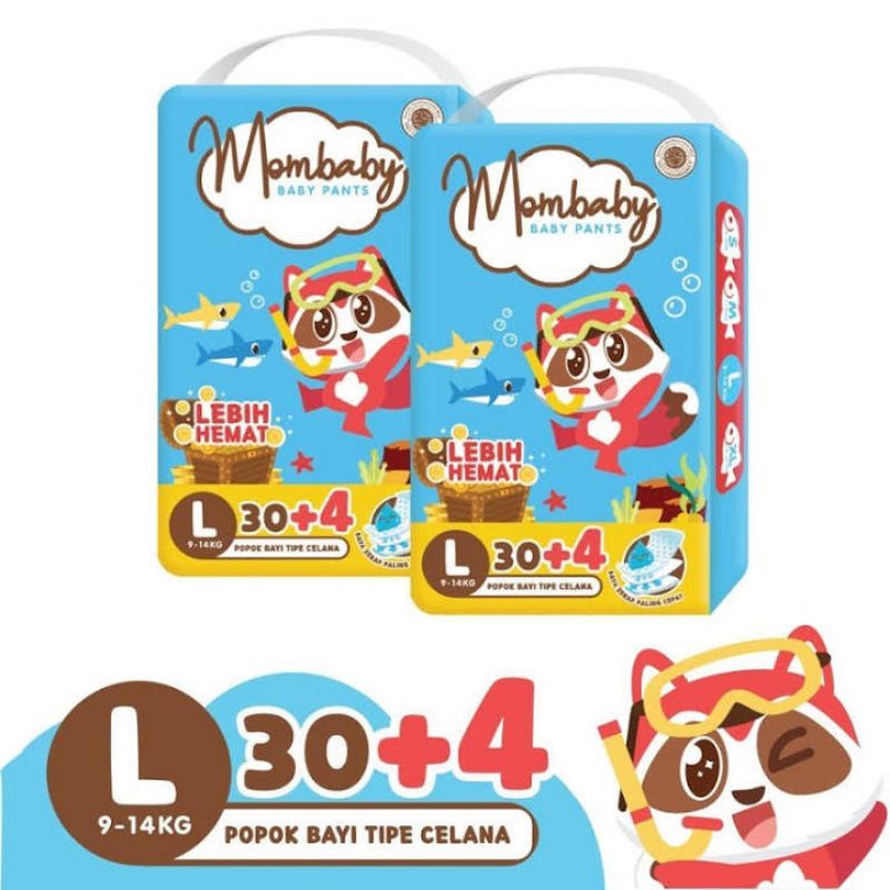 Mom Baby Mombaby Diapers Pants L30+4 XL26+4 / Pempers / Diapers