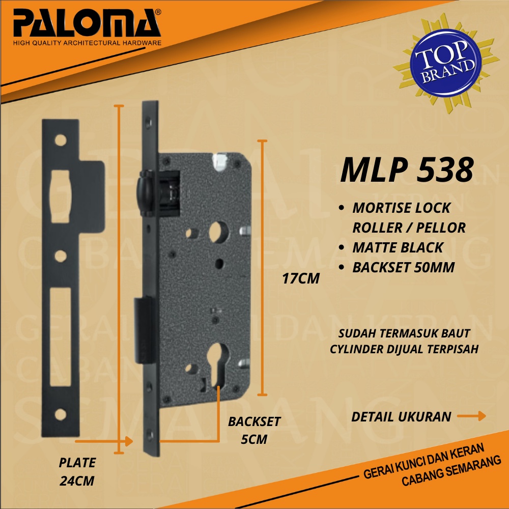 PALOMA MLP 538 PELOR/RODA 50MM DELUXE BODY KUNCI MATTE BLACK HITAM SSS