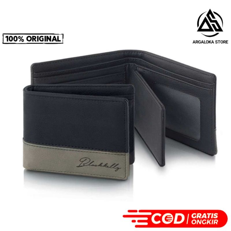 Dompet Pria, Lipat Tiga KLT PU Dompet Koin Risleting dan Jepit hitam Dompet tas pria Kartu Wallet