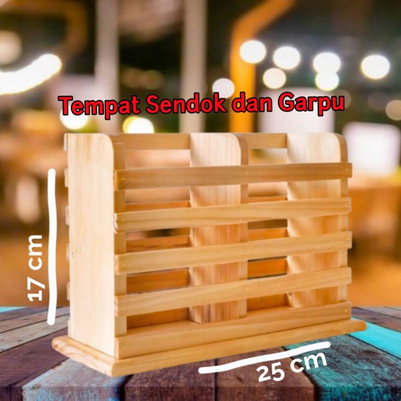 Wadah / Tempat Sendok Garpu Unik - Bahan Kayu pinus