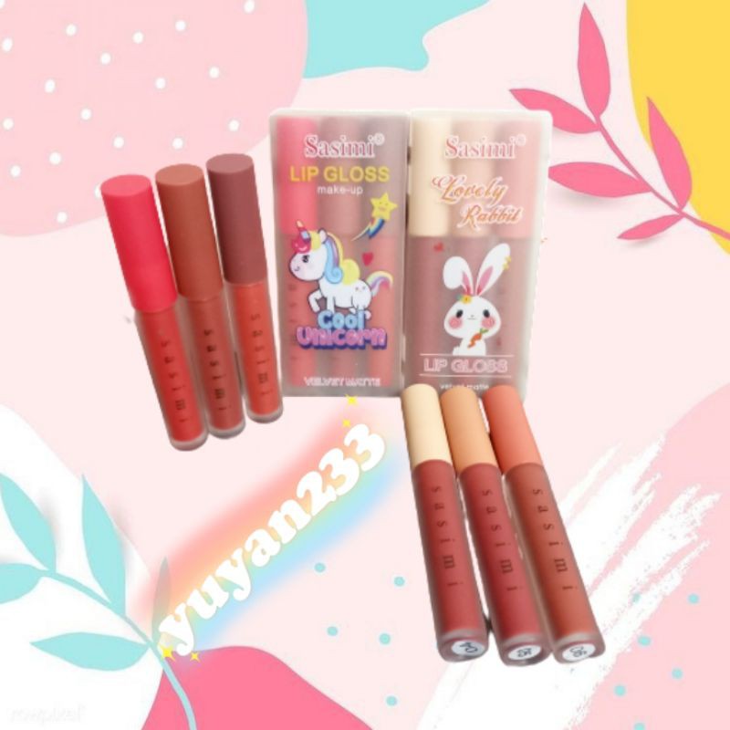 PER3PCS!!!LIP GLOSS LOVELY RABBIT SASIMI/LIP GLOSS COOL UNICORN SASIMI S.896/S.897