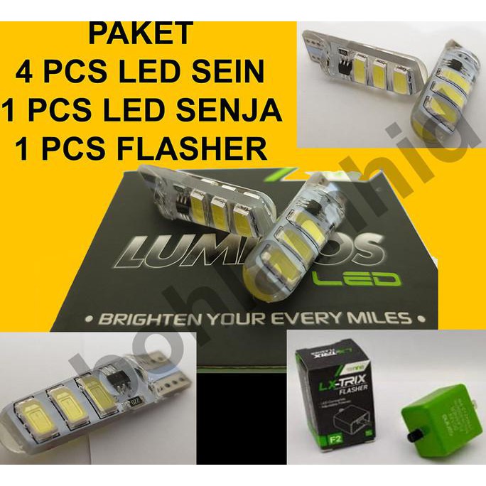 Led Sein 4Pcs Senja 1Pcs + Flasher Supra X 125 Fi Luminos T10 5730 Bohlamhid Buru Order