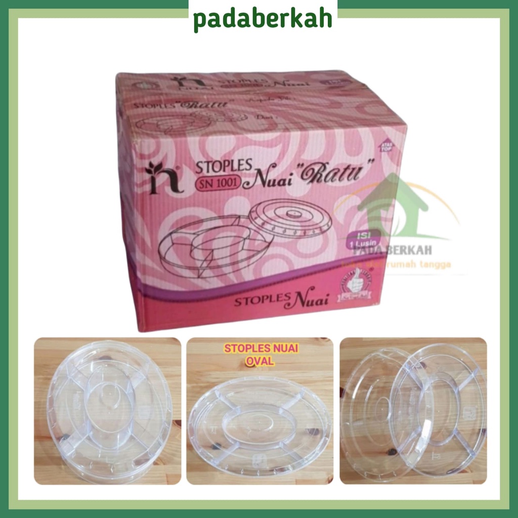 Toples Kue Kering Nuai Ratu Sekat 5 SN 1001 / Toples Oval Sekat 5 / Toples Lebaran / Toples Coklat /