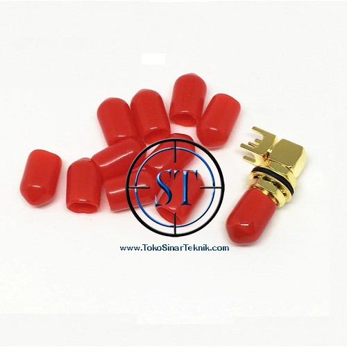 Cover connector 6mm tutup Cover Anti Debu SMA FEMALE Karet Merah Pelindung Connector Besi SMA