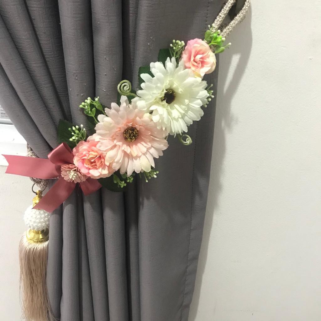 Tali Gorden Tassel Rumbai Aksen Bunga Mewah - Tali Gordyn Mewah (Besar)