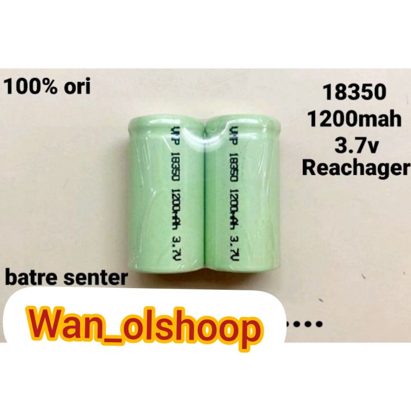 batre senter 18350 3.7v 1200mh reacharger harga per 2 pc