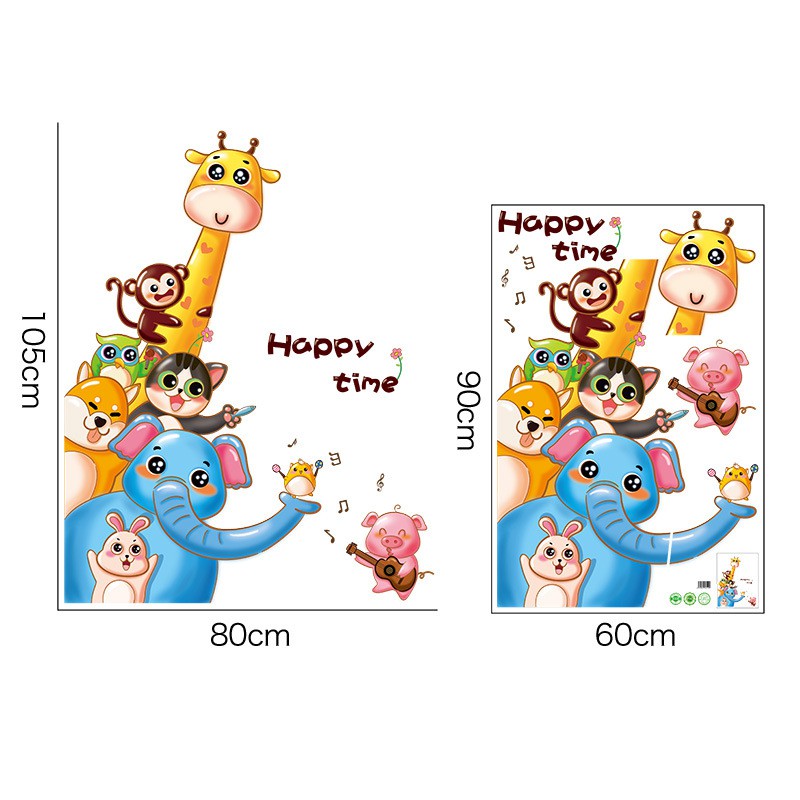 RELIZA Wall Sticker Animal Kid Zoo Happy Time Stiker Dinding LDR9306