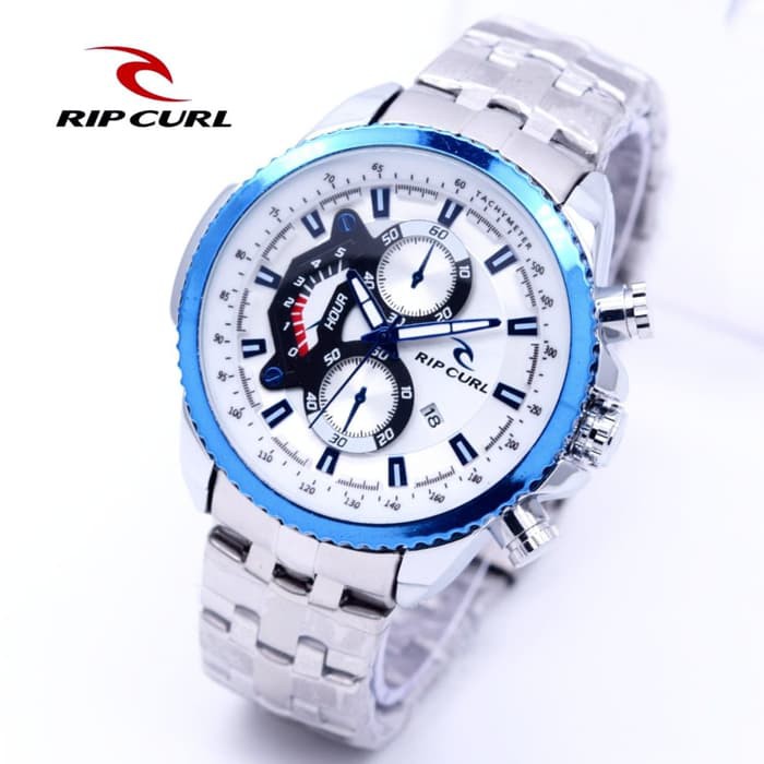 JAM TANGAN PRIA RIPCURL RANTAI CHRONO VARIASI SILVER BLUE