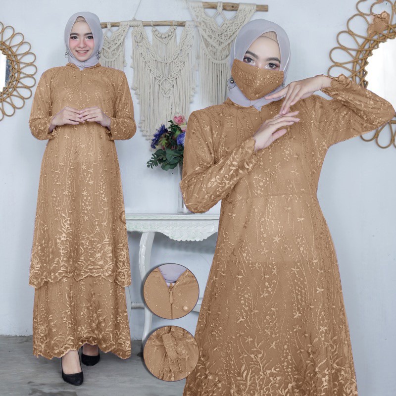 MX MUTIA GAMIS BRUKAT FASHION WANITA / PAKAIAN PESTA MEWAH ORIGINAL