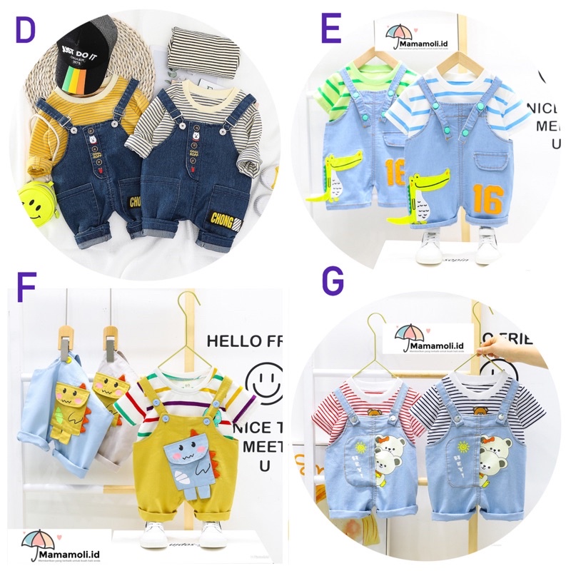 setelan  baju overall jeans anak laki laki kualitas bagus premium import