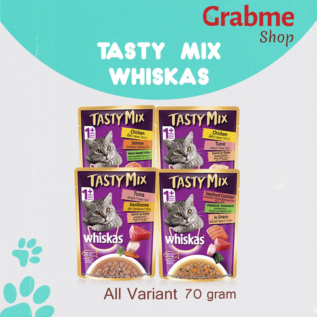 Makanan Kucing Basah WHISKAS pouch TASTY MIX All Variant 70 gr