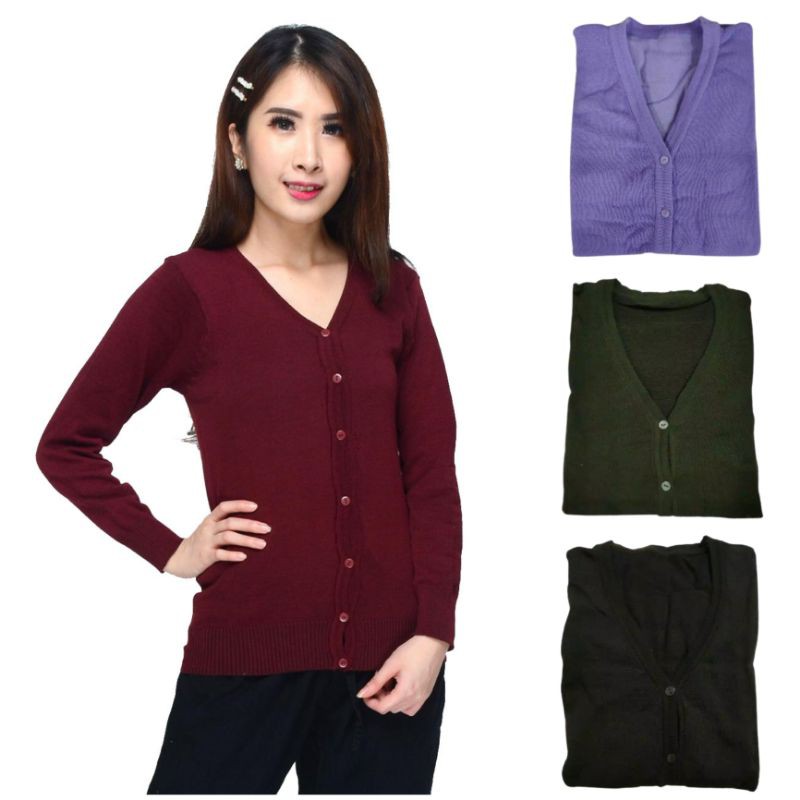 [✅COD]Cardigan basic / Cardigan rajut wanita/ kardigan 7 kancing Outer knit rajut