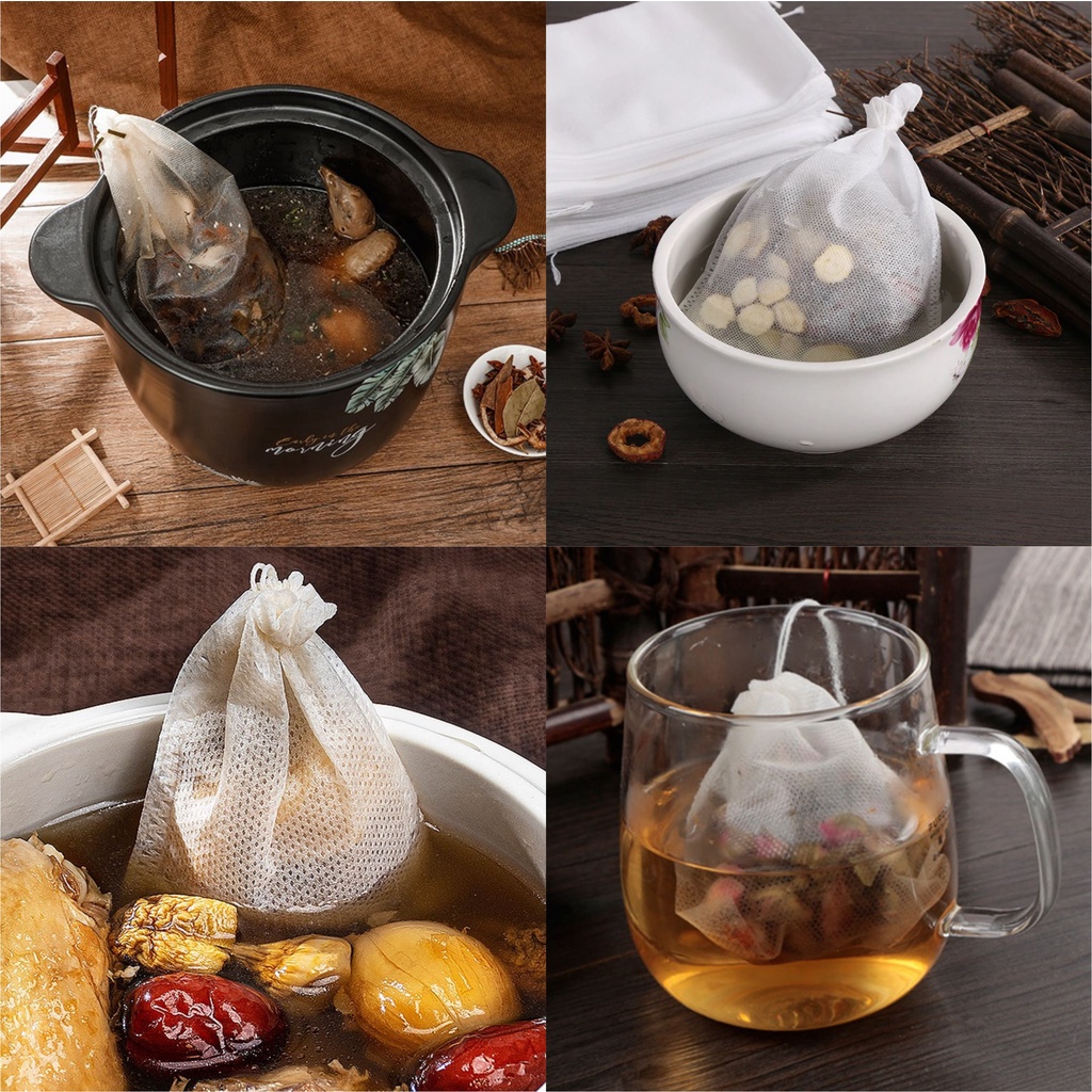 Kantong Saringan Teh Celup kosong Teabags Kantong Saringan Rempah Kopi Herbal Disposable Tea Filter Bags - 1 bungkus ( 100 pcs )